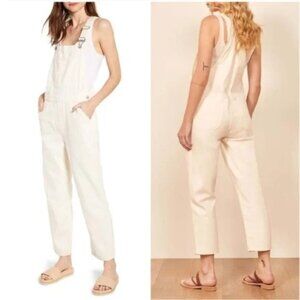 Reformation Smith Denim Overall Ivory Size 6 Boho Festival Hippie Casual Cowgirl